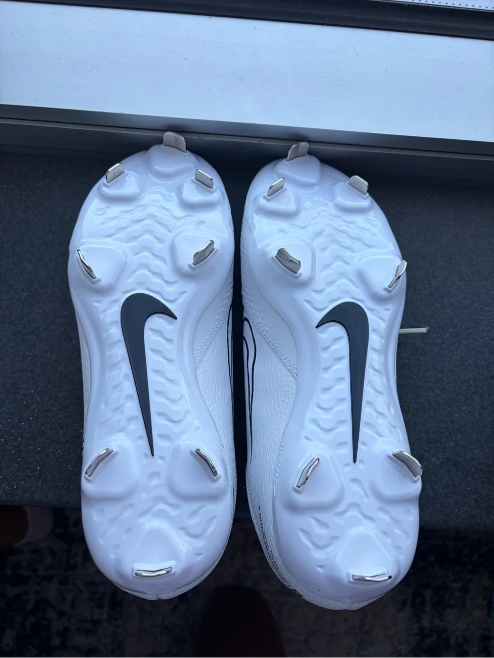 Nike Renew Softball Cleats with Black Swoosh and Neon Green Laces